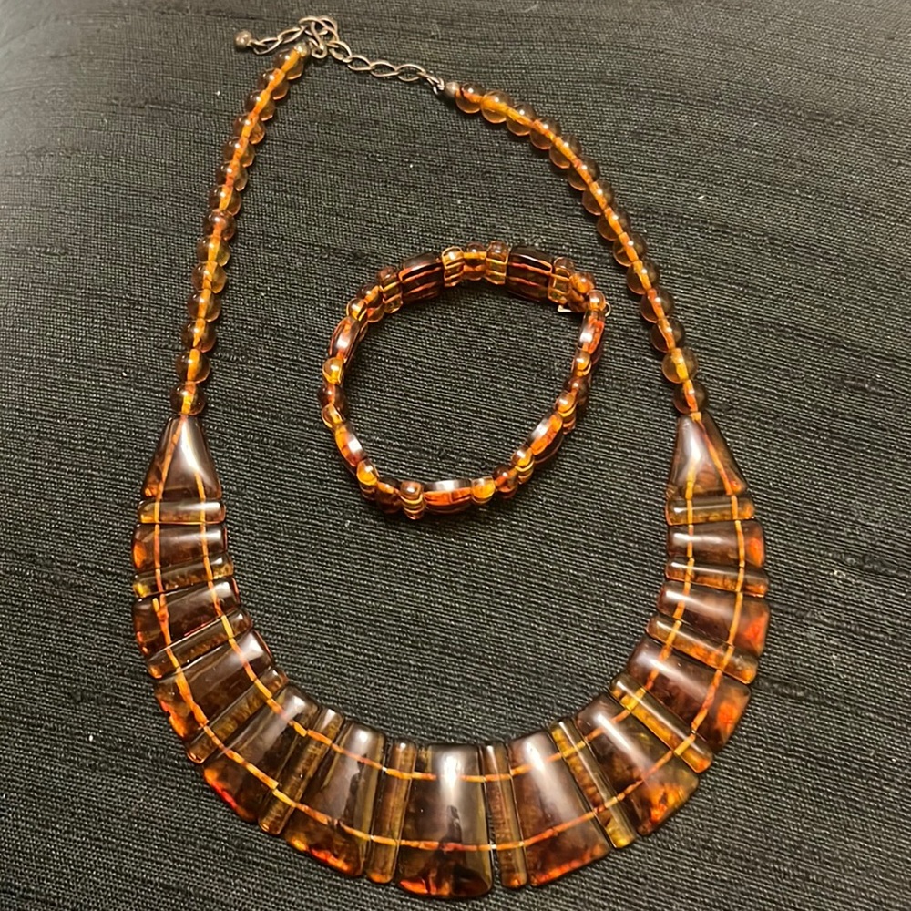 Jcrew tortoiseshell plastic necklace, and bracelet to match
